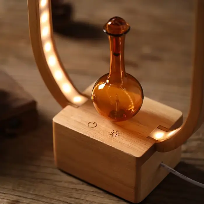 Diffuseur d'huiles essentielles en verre et bois pour ambiance relaxante à domicile bureau spa bien-être
