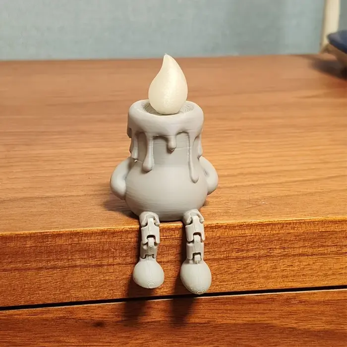 Figurine de bougie lumineuse imprimée en 3D, articulée, unique, qui brille dans le noir, bougie fant