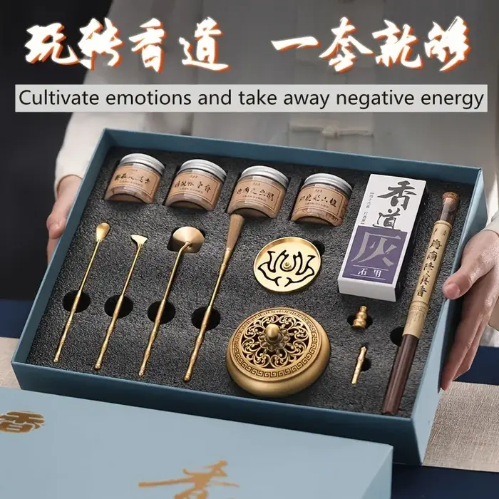 Coffret cadeau d'encens 13 pièces, brûleur en cuivre, diffuseur d'aromathérapie, méditation, Yoga, r