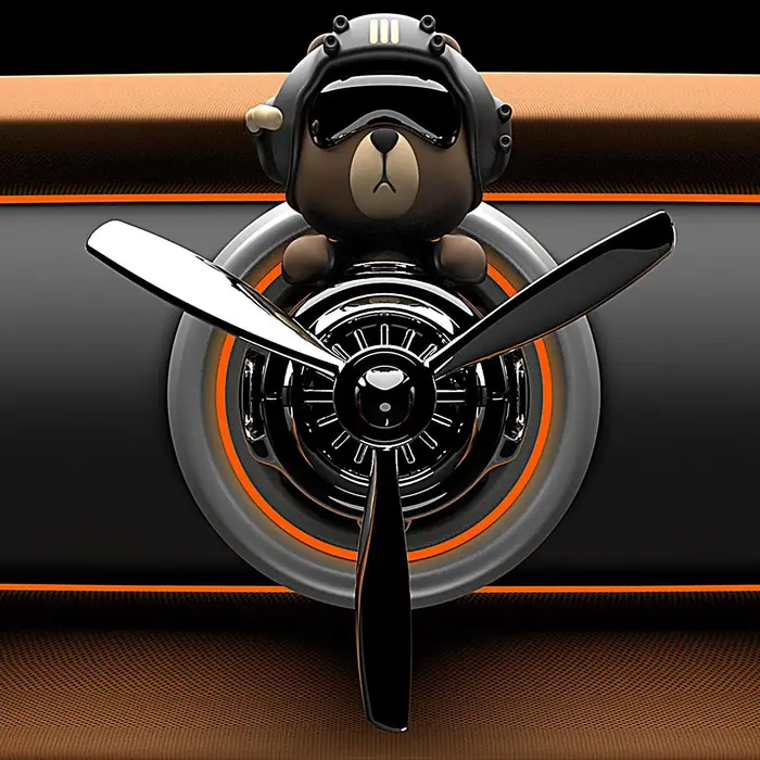 Diffuseur de parfum rotatif en forme d'ours pilote d'avion pour voiture