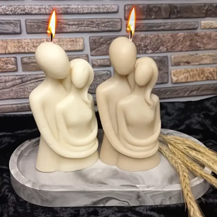 Embrace Couple bougie Silicone moule bricolage 3D corps humain résine