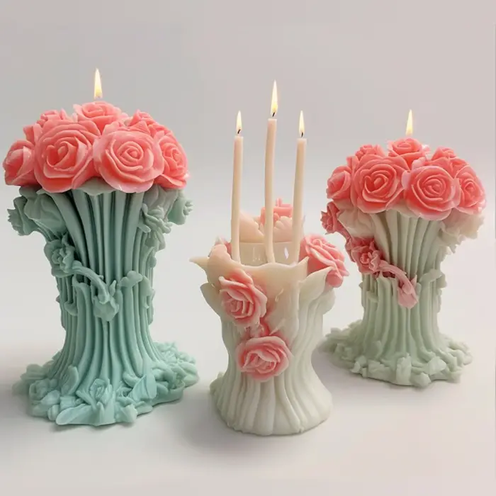 Moule en silicone SPMOLD pour bougie de mariage romantique fleur pivoine en rotin DIY pour savon et plâtre occasion spéciale artisanat personnalisé