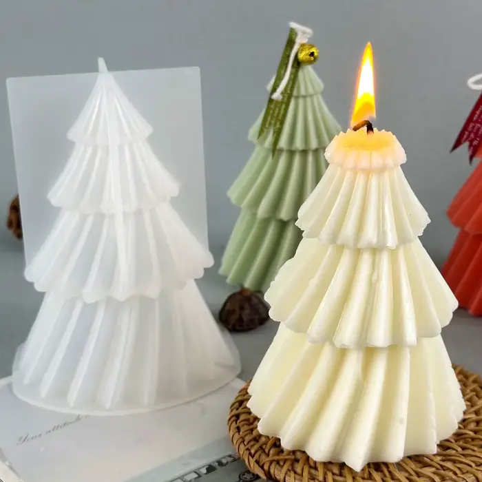 Moule à bougie en Silicone pour arbre de noël, bricolage, bougies parfumées de pin géométrique, moules à savon, plâtre, résine, argile, décoration de maison, cadeau artisanal