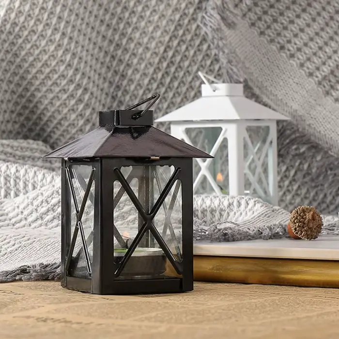 Porte-Bougie Noir Européen en Fer pour Décoration Intérieure et Extérieure Occasions Spéciales Fête Mariage Salon