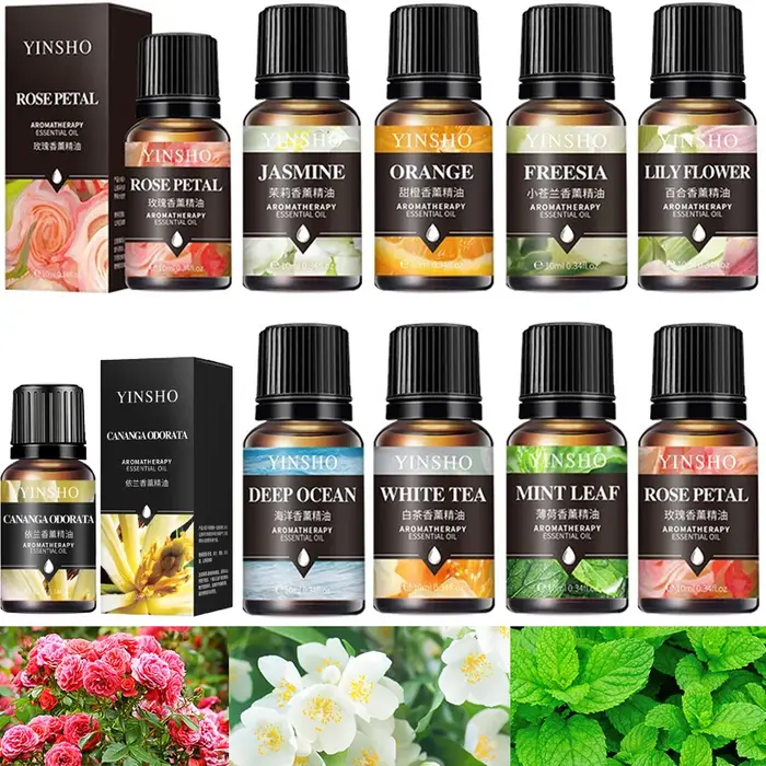 17 saveurs 10ml huile essentielle pour diffuseur d'arôme humidificateur d'air maison soluble dans l'eau lavande Rose désodorisants de voiture recharge de parfum