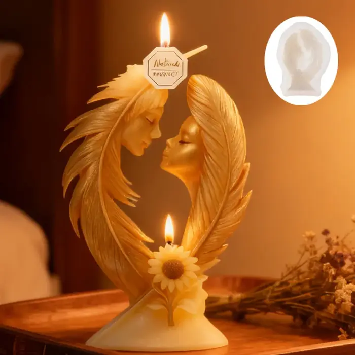 Aile Couple tournesol bougies moules bricolage maison mariage saint valentin cadeau savon bougie Silicone moule