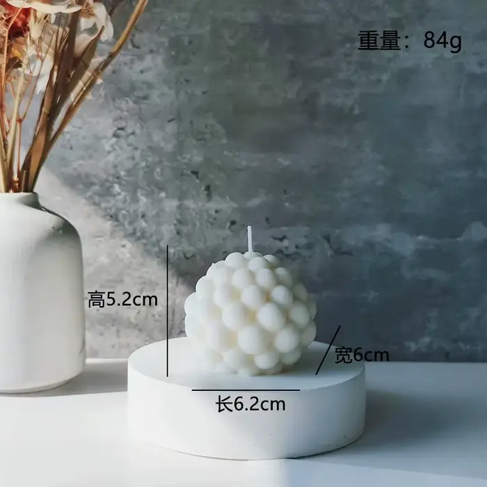 Bougie en cire de soja à bulles faite à la main, bougie parfumée boule géométrique nordique, décorat