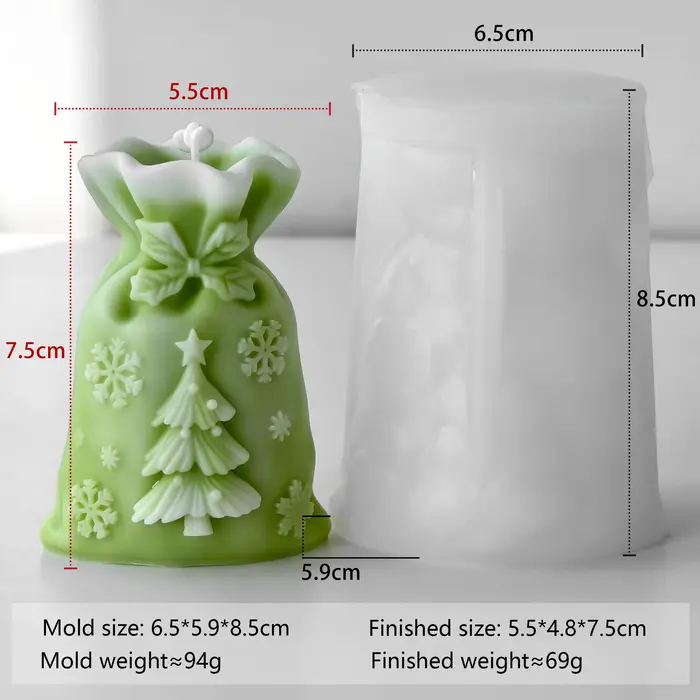Moule en silicone pour bougie en forme de sac cadeau de Noël, décoration de Noël DIY, artisanat de c