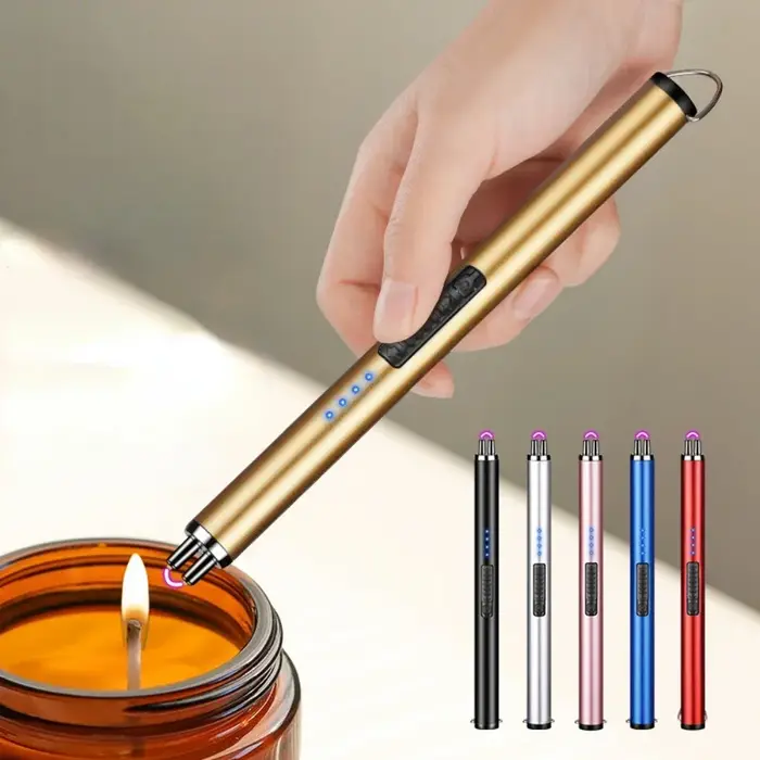 Briquet à bougie électrique coupe-vent sans flamme rechargeable par USB pour cuisine et barbecues sécurité bouton couleur choix occasions spéciales