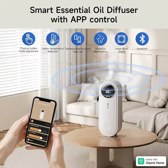 Machine d'aromathérapie intelligente pour maison et spa, humidificateur de chambre à coucher et toilettes, désodorisant avec contrôle par application mobile, blanc et six couleurs disponibles