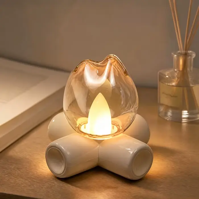Lampe LED rechargeable à effet de flamme, lampe à bougie pour chambre à coucher, hôtel, bar, fête, d