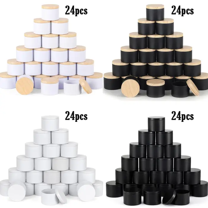 Conteneurs de bougies vides en métal 24 pièces/boîte