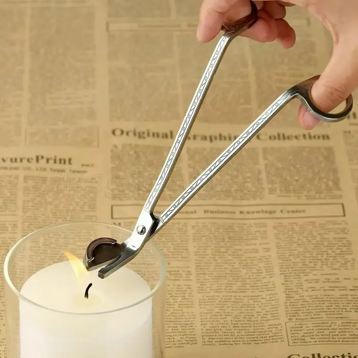 Coupe-mèche de bougie en acier inoxydable, ciseaux de garniture de lampe à huile, outil de renifleur
