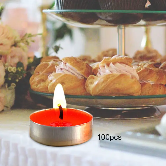 Bougies à thé 100x bougies à longue combustion bougies cadeaux non parfumées pour les cérémonies de 