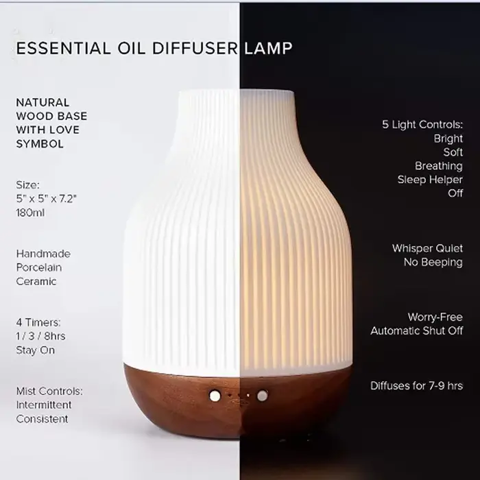 Diffuseur d'huiles essentielles en céramique pour maison bureau et chambre ambiance apaisante aromathérapie qualité de l'air bien-être