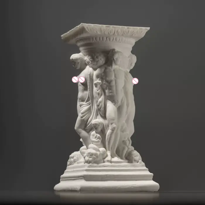 Diffuseur d'arôme de colonne romaine baroque en gypse-ornement de sculpture figurale fabriqué à la main pour la