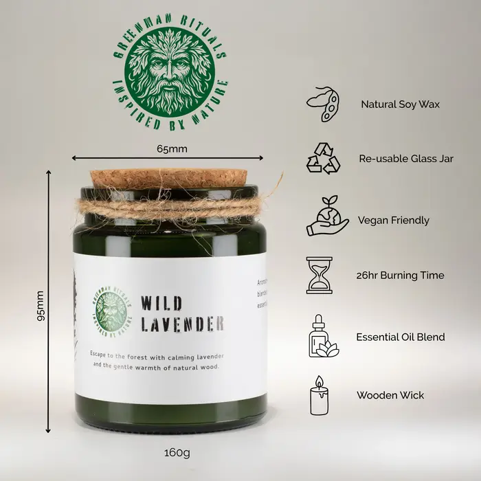 Greenman Woodwick Soy Candle - Wild Lavender
