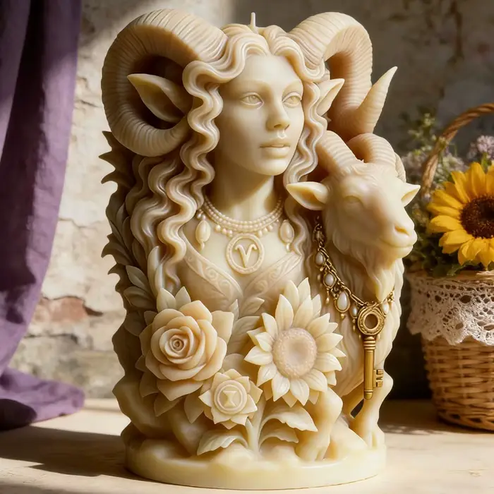 Moule en silicone pour bougie parfumée Déesse Chèvre, motif Fille à cornes de mouton 3D, pour gypse, résine, savon, décoration intérieure, ornement esthétique fait main