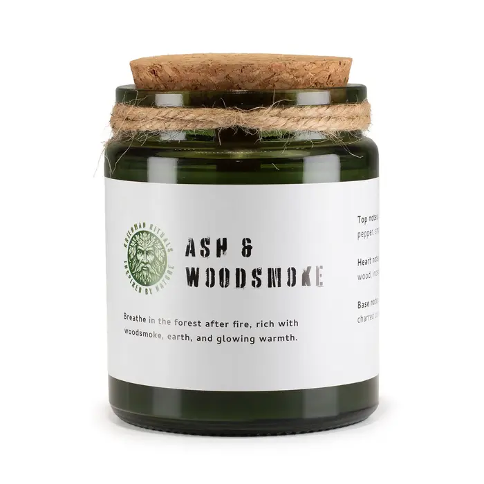 Greenman Woodwick Soy Candle - Ash & Woodsmoke