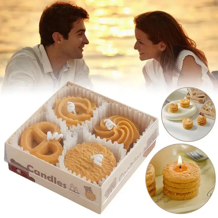 Bougies à biscuits parfumées en forme de biscuit, cire de soja naturelle, ambiance chaleureuse et confortable pour la maison et les occasions spéciales