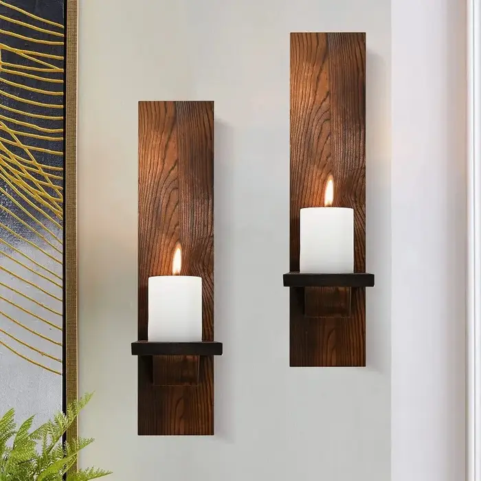 Bougeoirs muraux Vintage en bois pour salon