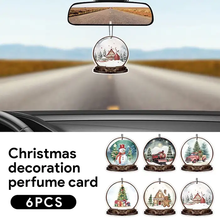 Désodorisant de voiture parfumé, cadeaux de Noël, ornements d'arbre, pendentif joyeux Noël, 6 pièces par ensemble