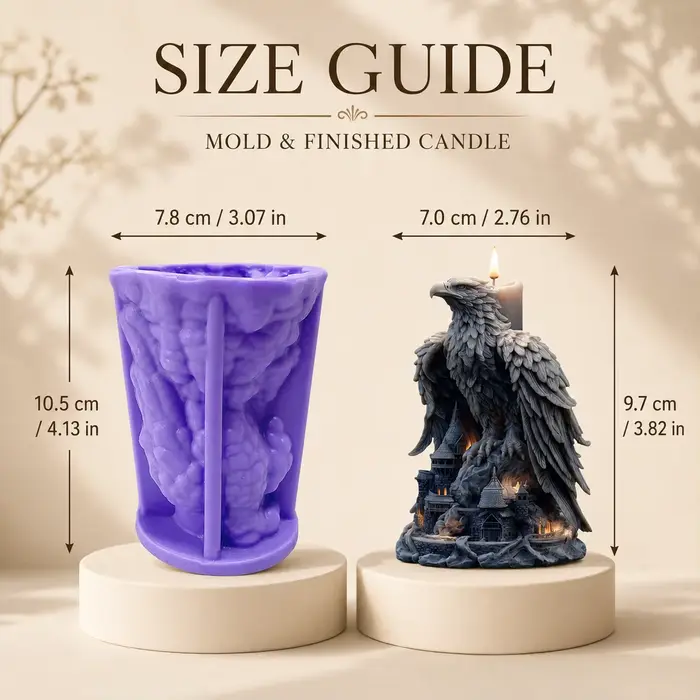 Bougie d'art du château d'aigle motif exquis silicone gris clair pour décoration intérieure personnelle et cadeau tendance