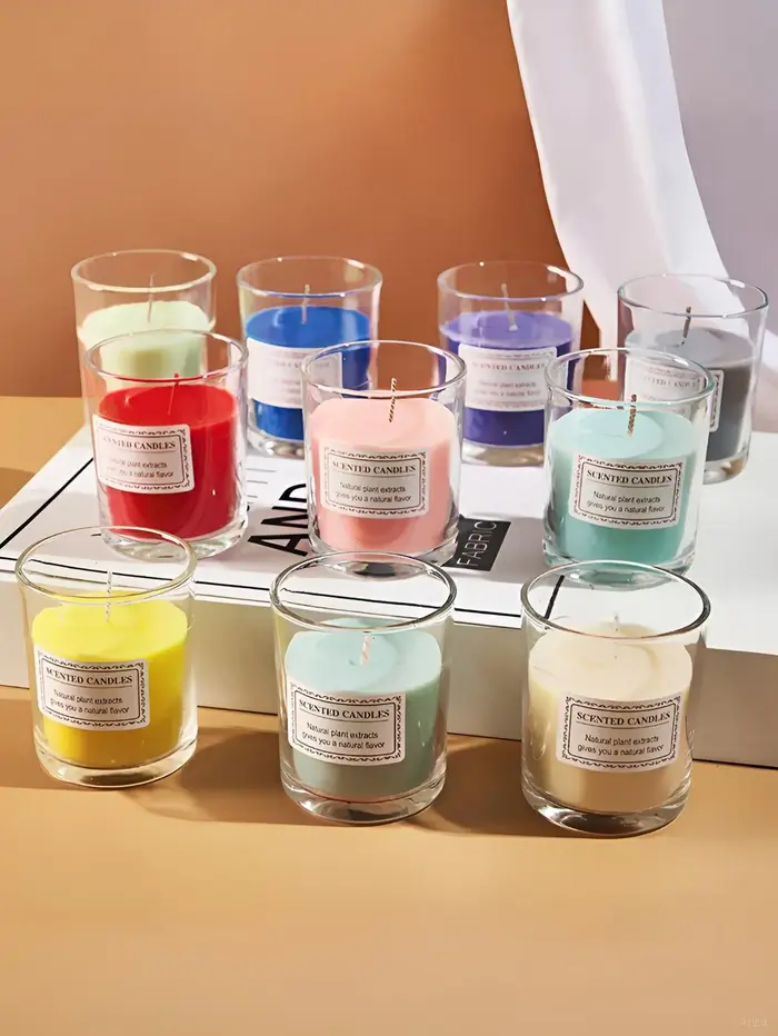 Bougie romantique en cire de soja sans fumée boîte-cadeau d'aromathérapie en verre pour mariage et occasions spéciales blanc bleu rose rouge violet vert