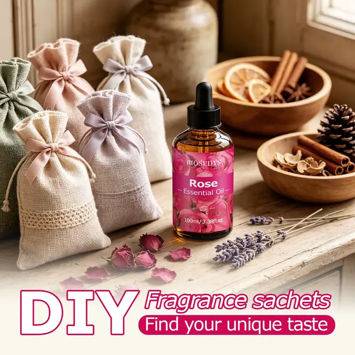 Huile essentielle de rose, huile parfumée aux notes florales élégantes pour diffuseurs, projets de bricolage parfumés et aromathérapie, parfum romantique et délicat.