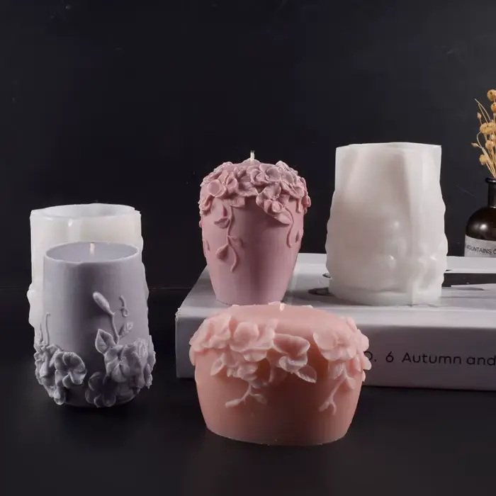 Moule en rotin pour décoration de maison, colonne de fleurs, bougies d'escalade, parfum, article décoratif, plâtre, bricolage, cadeau, moule en Silicone