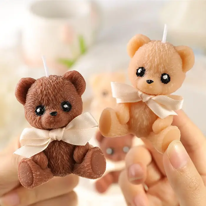Bougie en forme d'ours parfumée en cire de soja pour la décoration intérieure de bureau ou salon occasions spéciales cadeaux de fête