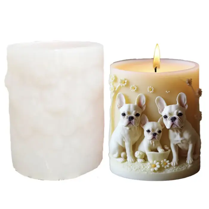 Moule à bougie parfumée bouledogue français |   Moule 3D fait à la main pour chien mignon assis sur 