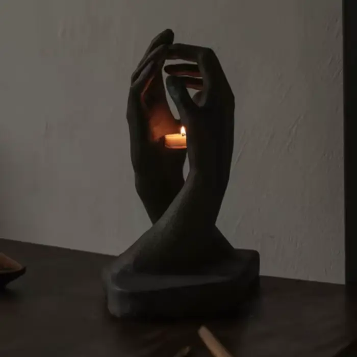 Bougeoir mains sculpture moderne titulaire votive polyrésine pour décoration élégante et sophistiquée intérieur occasions spéciales