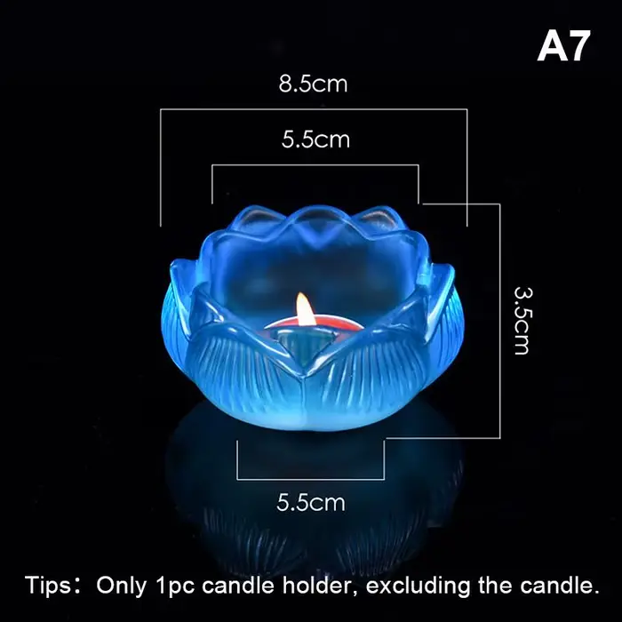 Porte-bougie en verre en forme de lotus, résistant au vent et à la chaleur, idéal pour les occasions