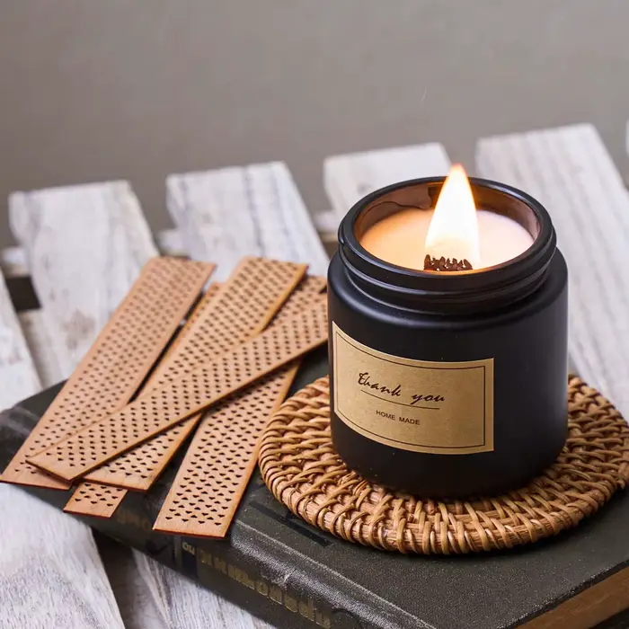 Mèches de bougies en bois sans fumée avec supports en fer