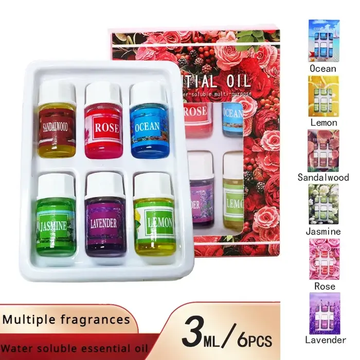 6 pièces/ensemble huiles essentielles boîte-cadeau arôme diffuseur humidificateur d'air soluble dans l'eau désodorisant
