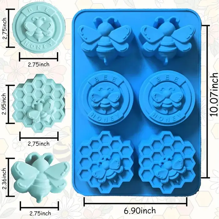 Moule en silicone abeille pour fabrication de savon bombes de bain barres de lotion bougies chocolat gâteaux arts et crafts occasions spéciales