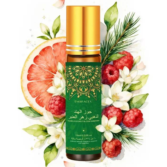 10ml Huiles Parfumées de Fleur de Noix de Coco Dorée et d'Ambregris pour l'Aïd al-Adha - Roll-on
