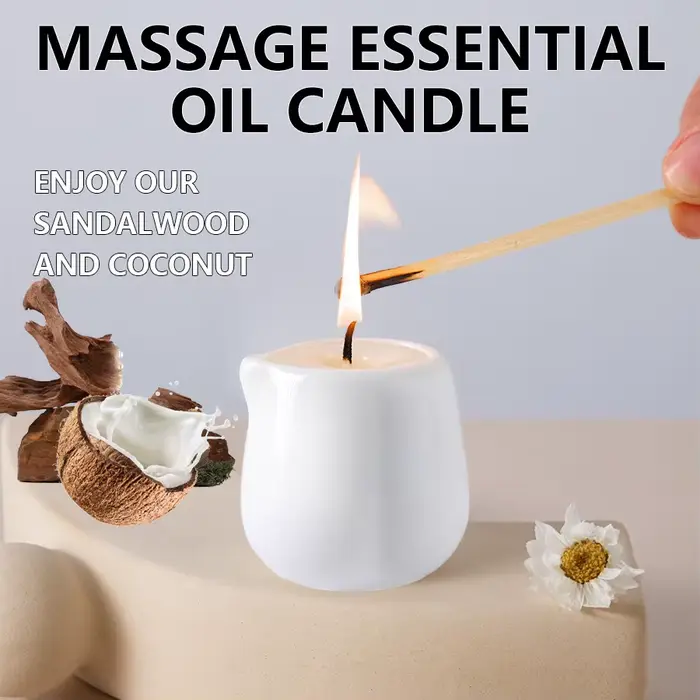 Bougie d'huile de massage naturelle parfumée fruitée faible chaleur hydratante luxe naturel apaisante pour maison et journée occassions spéciales