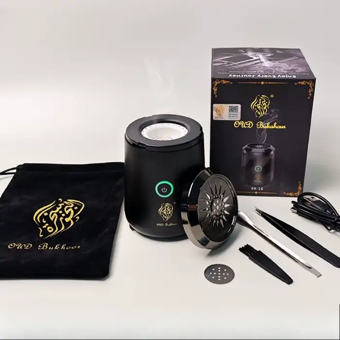Coffret Cadeau Machine d'Aromathérapie BK-18 Noire – Mini Brûleur Portable pour Huiles Essentielles/