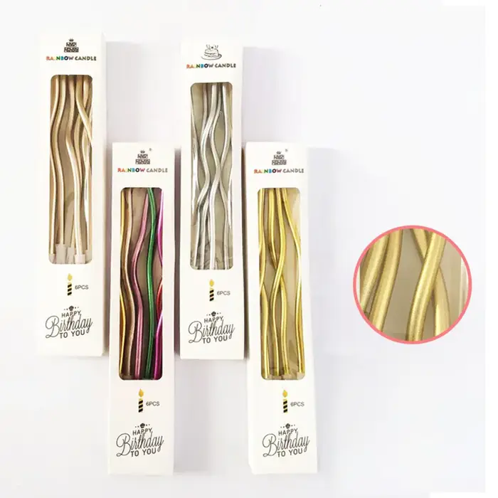 Bougie artisanale courbe créative pour décoration de gâteau d'anniversaire