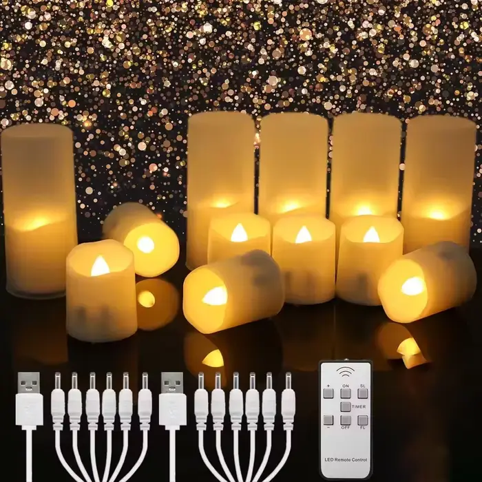 Bougies Led rechargeables, minuterie à distance, sans flamme, pour salle de mariage, jardin, éclaira