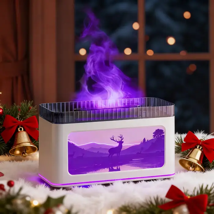Mini diffuseur d'arôme de cheminée USB alimenté humidificateur d'air avec effets de lumière colorés pour ambiance apaisante et bien-être cutané et respiratoire