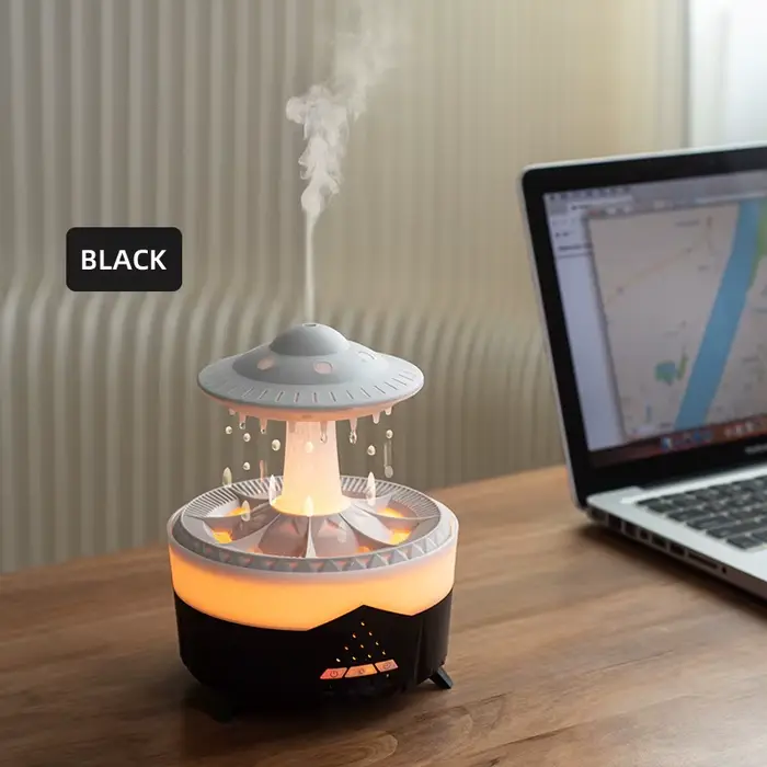 Diffuseur d'arôme de gouttes de pluie ovni diffuseur d'huile essentielle avec télécommande 7 lumière