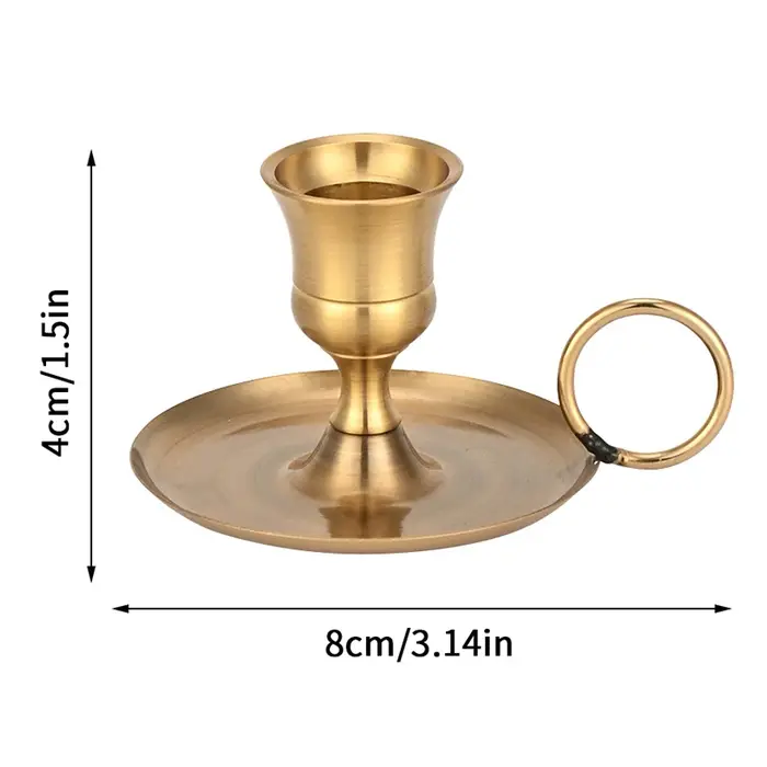 Porte-bougie de table avec poignée métal élégant pour décoration intérieure salon chambre mariage et célébrations spéciales