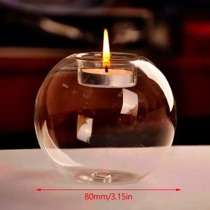 Bougeoir en verre Transparent, bougeoir rond en verre européen, décoration de la maison, artisanat e
