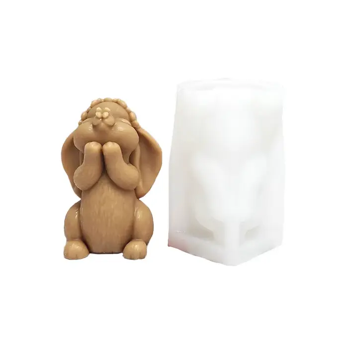 Moule en silicone pour bougie Lapin à oreilles tombantes, style prière pour les bénédictions, pour c