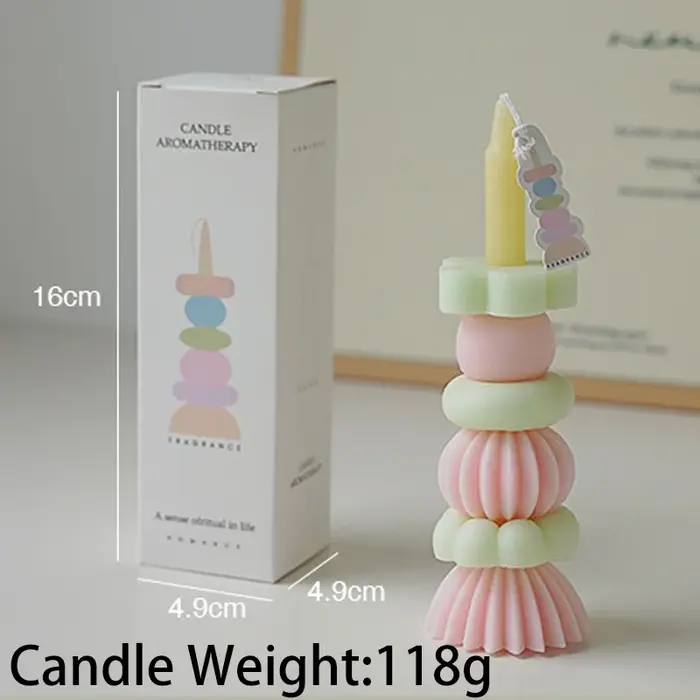 Bougie parfumée à géométrie empilable, bougies en cire de soja aromatique pour mariage, anniversaire