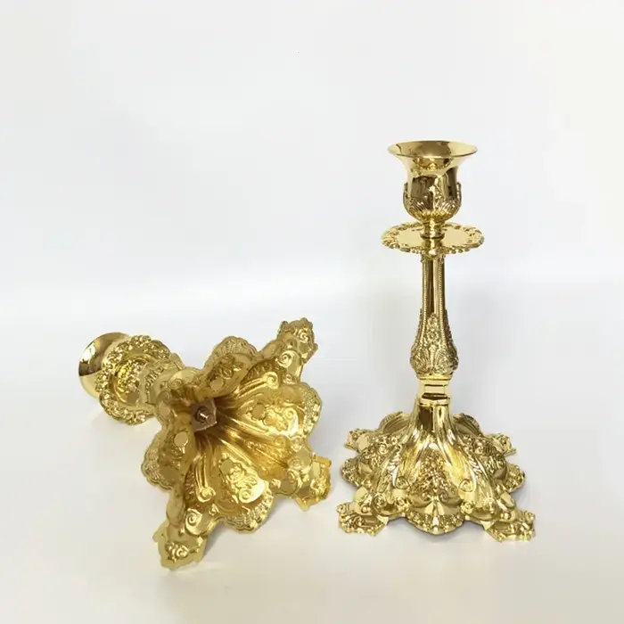 PEANDIM Bougeoirs en métal doré et argenté, chandelier romantique pour mariage, fête, décoration de 