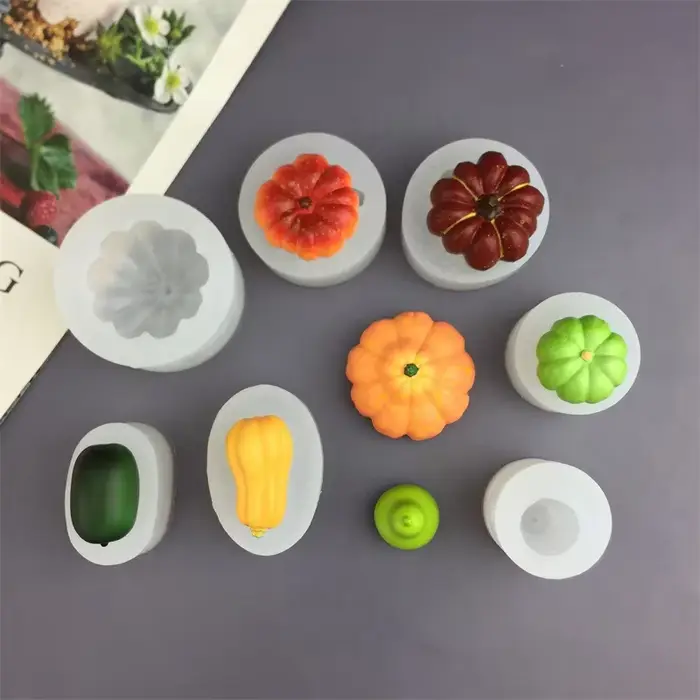 Moule à bougie citrouille en Silicone, créatif, en résine d'aromathérapie végétale, outils de cuisson, décoration de gâteau d'halloween 3D, fournitures artisanales